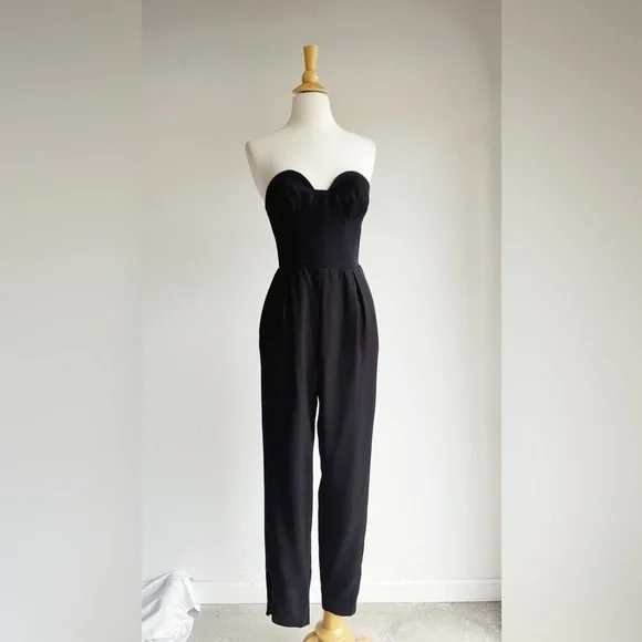 KEEPSAKE Hearts On Fire Strapless Sweetheart Black JumpsuitSize Small